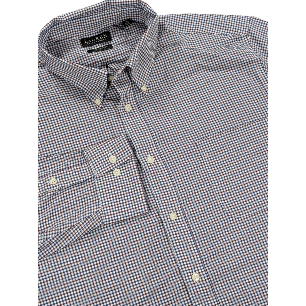 Lauren Ralph Lauren Shirt Mens XXL Blue Red White Check Stretch Button Down